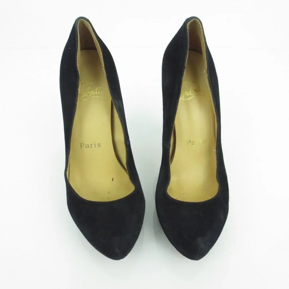 Christian Louboutin BIANCA 120 Black Suede Leather Platform Heels Pumps Shoes 37 - Picture 3 of 5